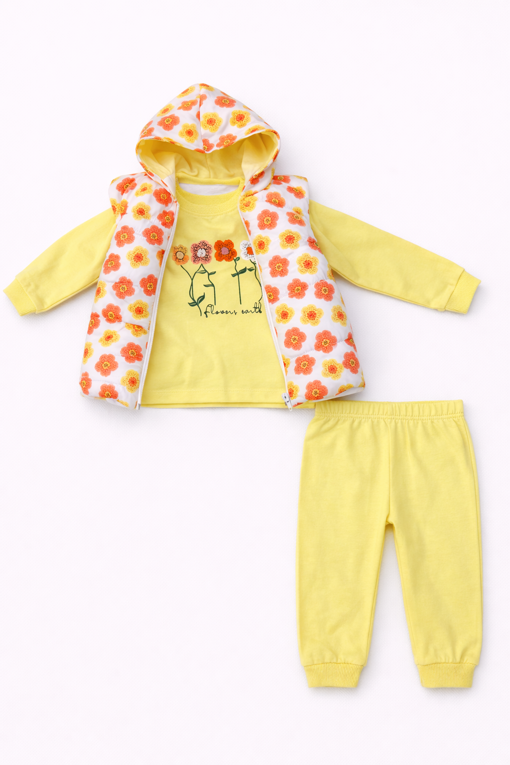 Somon Papatya Desenli 3 Lü Takım