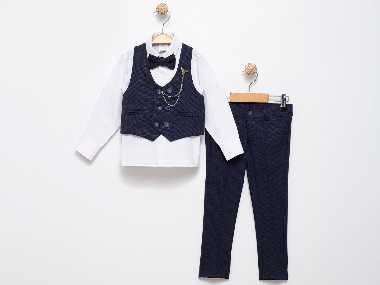 Gri Yelekli Papyonlu 3 Lü Takım (2-3-4-5-6-7-8-9-10-11-12-13 Yaş )