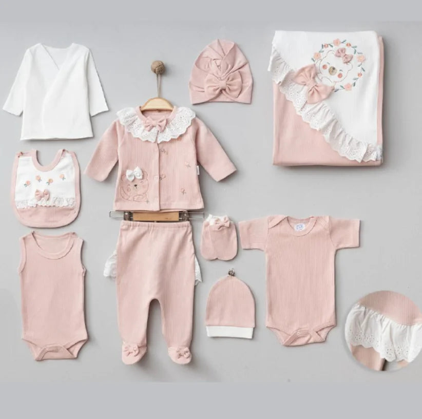 KIZ BEBEK 0-3 AY SÜSLÜ AYICIK 10LU SET