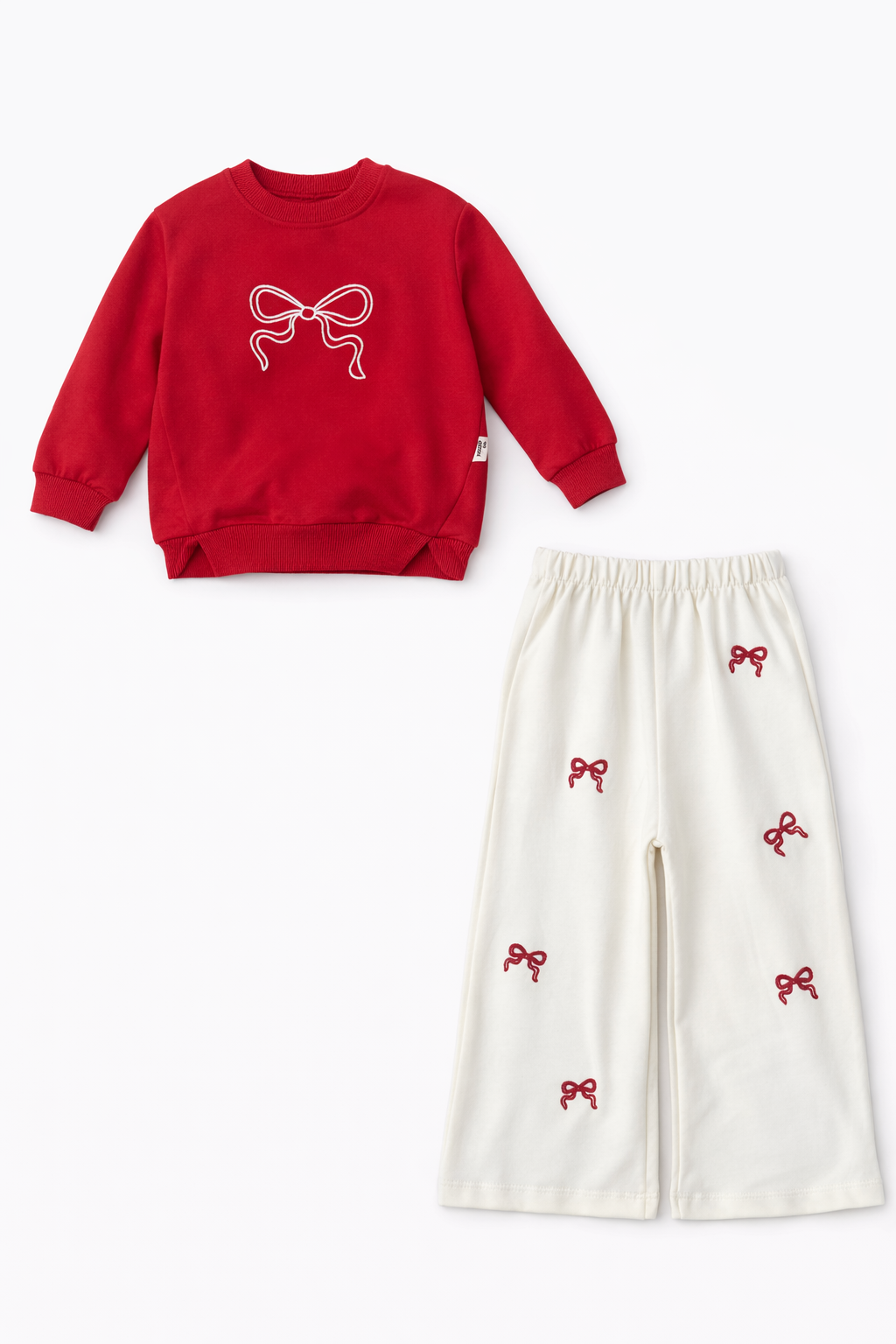 Kahve Fiyonk Nakışlı 2 Li Takım ( 2-3-4-5-6 Yaş )