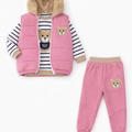 Açık Pembe Ayıcık Nakışlı 3 Lü Takım ( 2-3-4 Yaş)