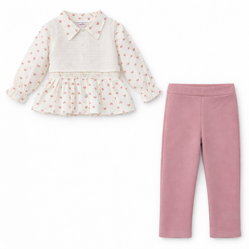 Kahve Kadife Pantolonlu Süveterli 3 Lü Takım ( 2-3-4-5-6 Yaş )