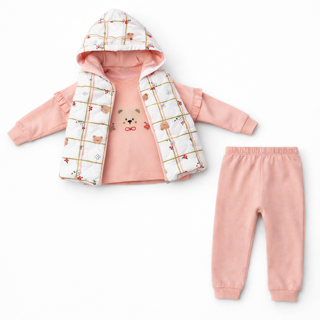 Somon Fırfır Detaylı 3 Lü Takım ( 9-18-24 Ay )