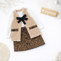 Kahve Kalp Desenli Etekli 3 Lü Takım (2-3-4-5 Yaş )