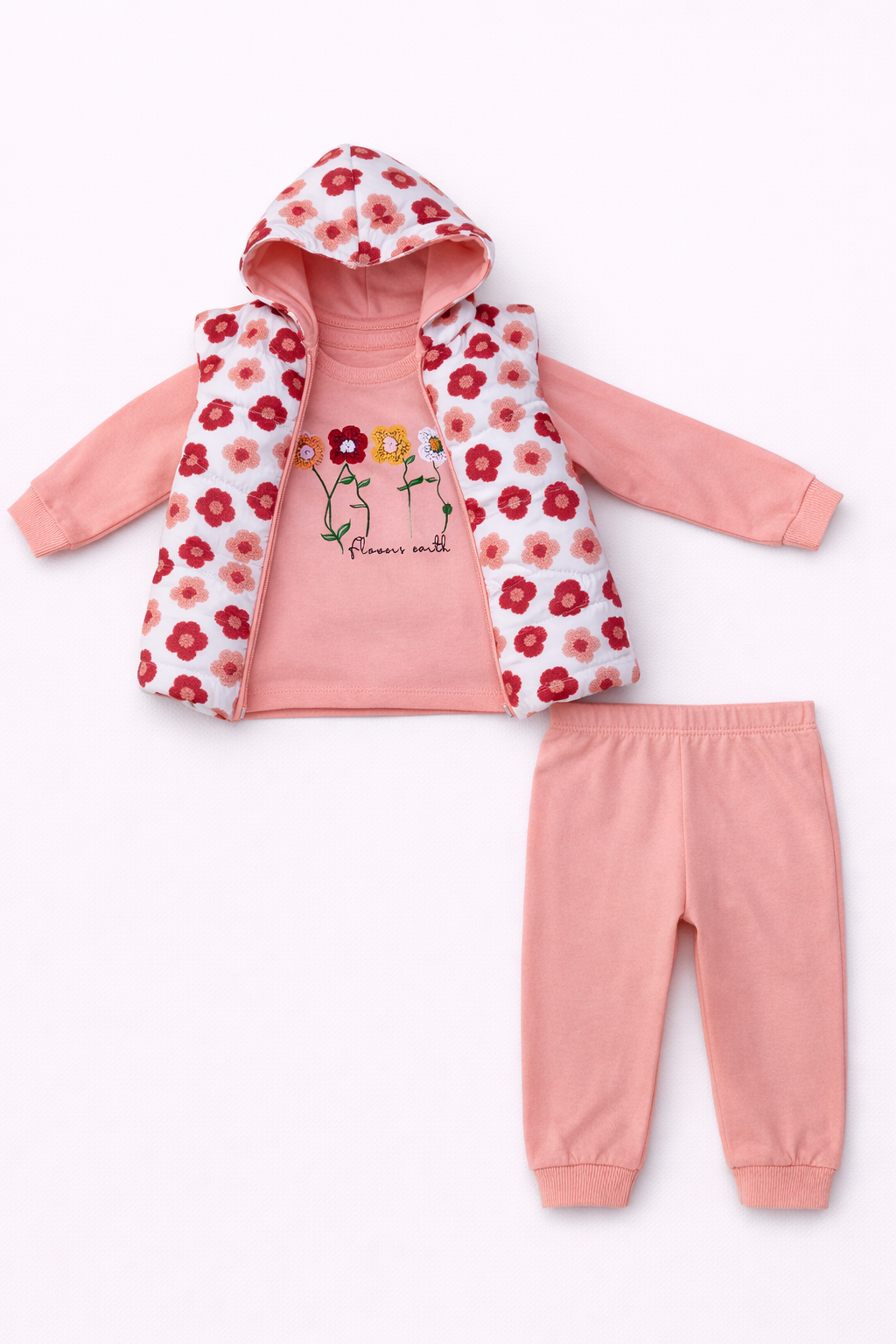 Pembe Papatya Desenli 3 Lü Takım