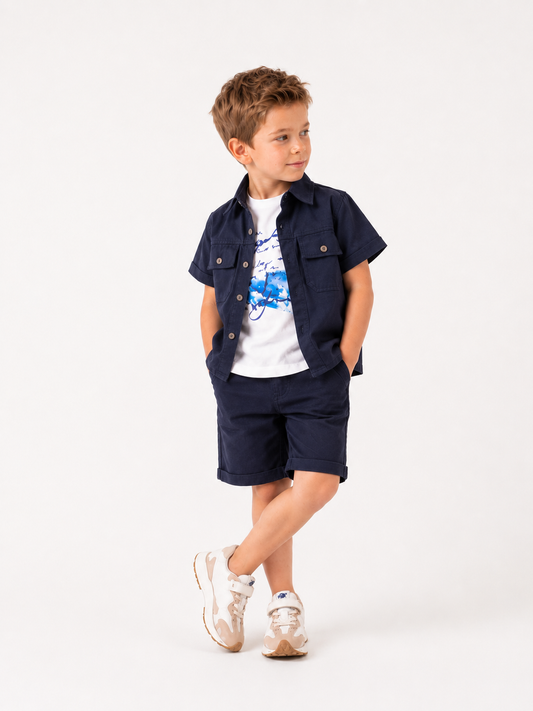 Lacivert Gabardin 3 Lü Takım (2-3-4-5-6-7-8-9 Yaş)