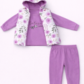 Lila Gül Desenli 3 Lü Takım ( 1-2-3 Yaş )