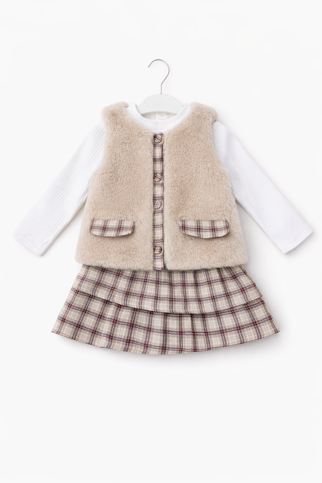 Bordo Ekoseli Etekli Takım ( 1-2-3-4 Yaş )