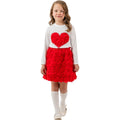 Kırmızı Kalpli Güllü Etekli Takım (2-3-4-5 Yaş)