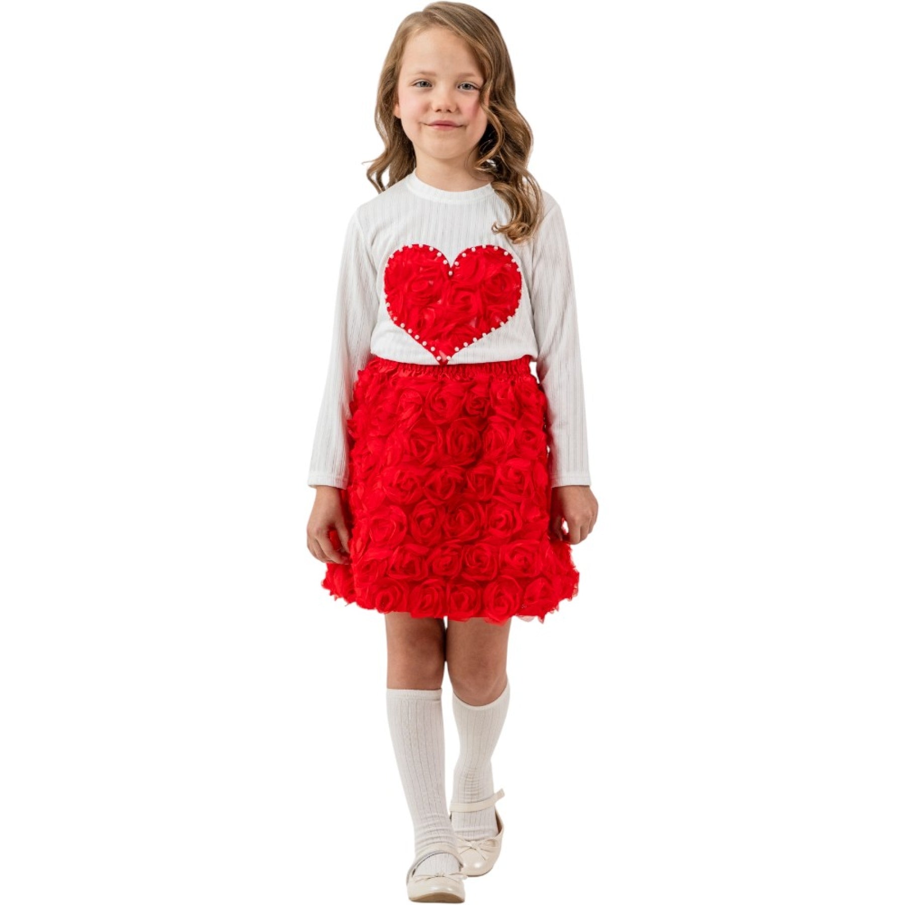 Pembe Kalpli Güllü Etekli Takım (2-3-4-5 Yaş)