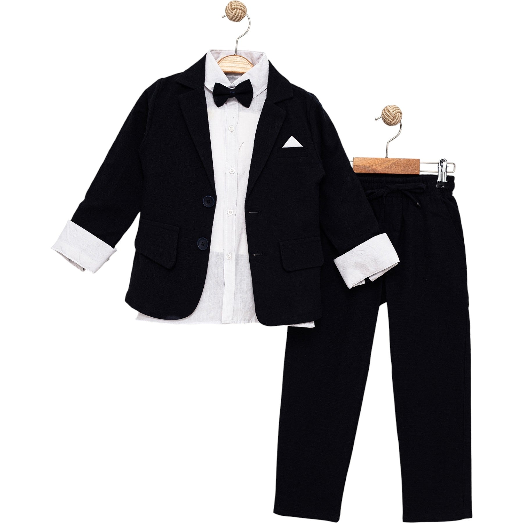 Bebe Mavi Ceketli Papyonlu 3 Lü Takım (2-3-4-5 Yaş)