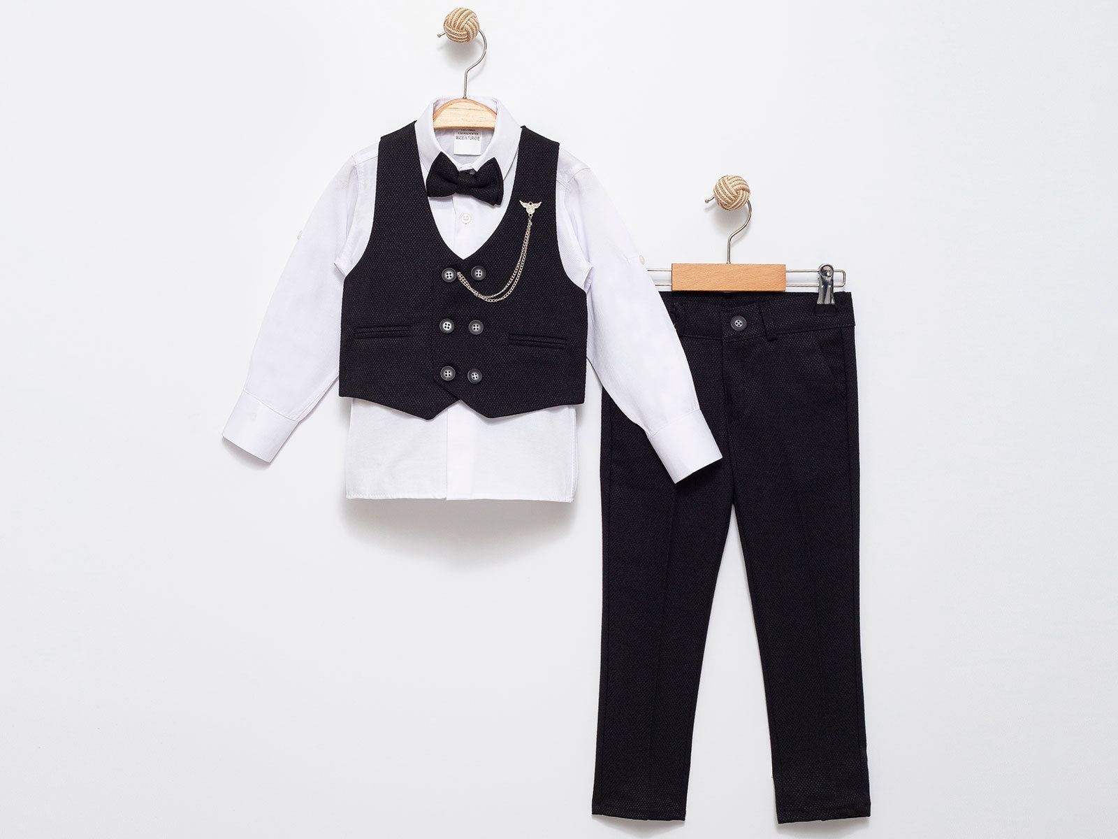 Lacivert Yelekli Papyonlu 3 Lü Takım (2-3-4-5-6-7-8-9-10-11-12-13 Yaş )