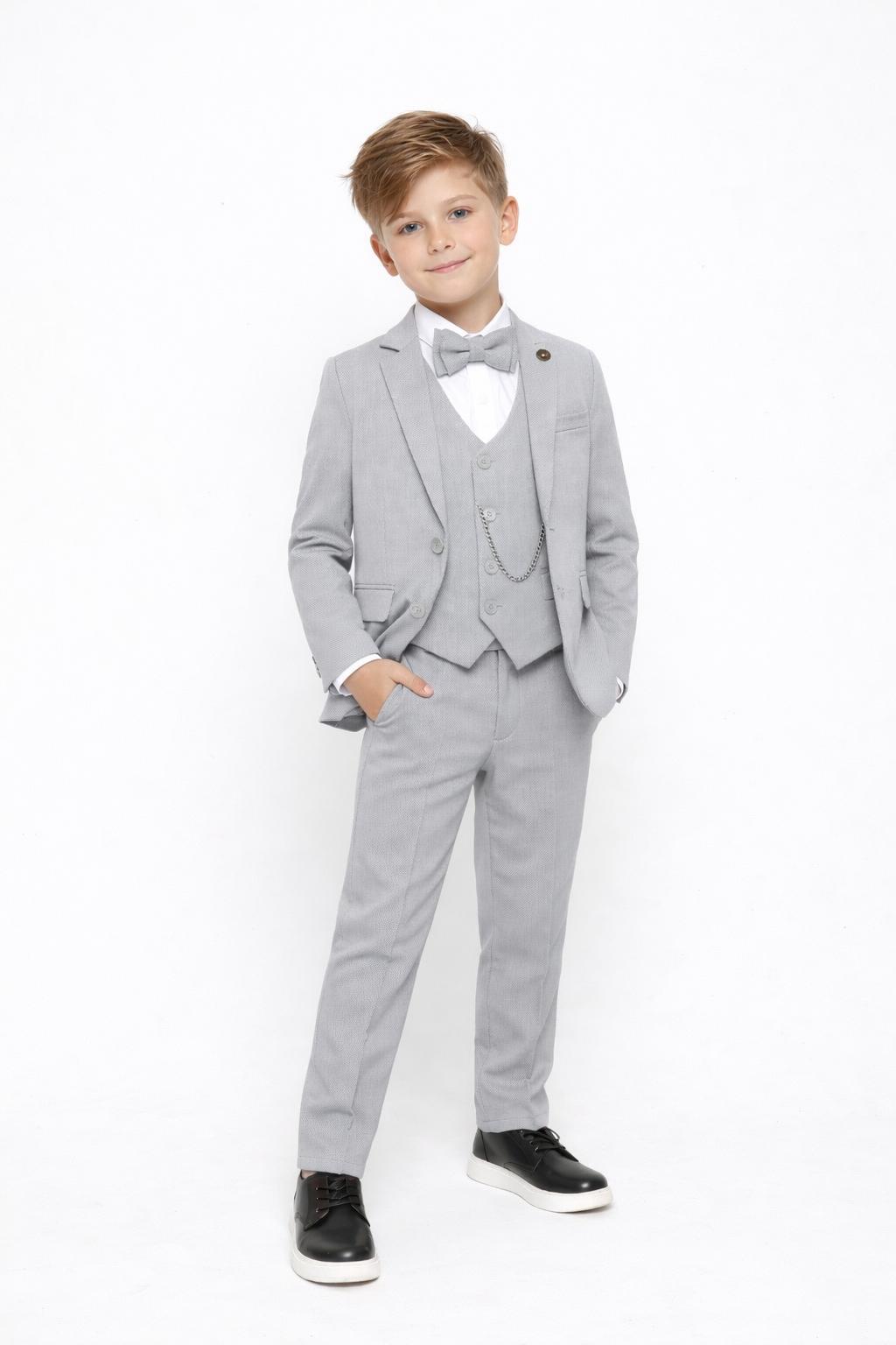 Siyah Ceketli Yelekli Papyonlu Zincirli Full Set Takım (2-3-4-5-6-7-8-9-10-11-12-13 Yaş)